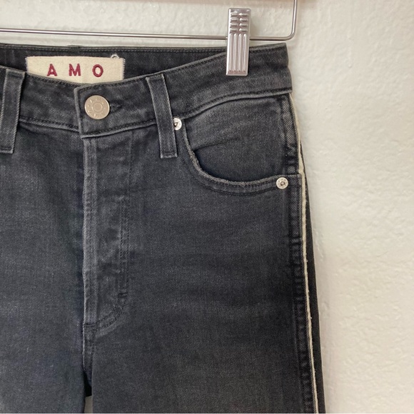 AMO Chloe Crop with Piping Black Natural Wash Jeans, Size 25 - Picture 4 of 10